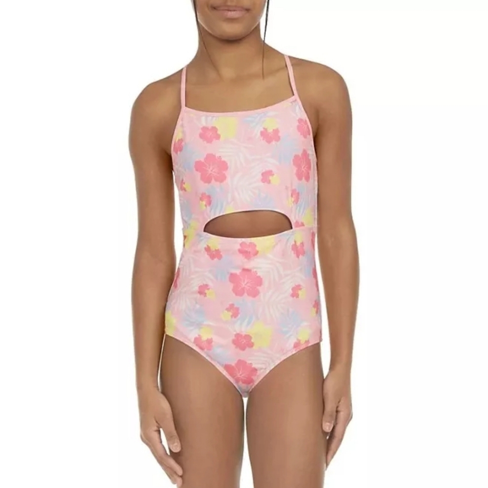 Hurley Girls One Piece Swimsuit Size 14/16 Pink Flamingo Floral NWT!